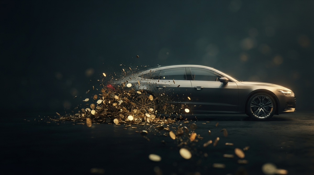 Wie viel Auto kann ich mir leisten – ein Neuwagen zerfällt in Goldmünzen.